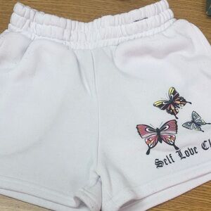 Jr Womans White Shorts with Butterfly Design